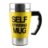 オウラク ステンレス製 マグカップ 自動かくはんマグ 自動撹拌 350ml ふた付き ハンドルボタンデザイン 保温 [並行輸入品]