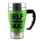 オウラク ステンレス製 マグカップ 自動かくはんマグ 自動撹拌 350ml ふた付き ハンドルボタンデザイン 保温(グリーン) [並行輸入品]