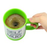 保温 自動 かくはん 撹拌 マグカップ オートミキシングマグ 350ml ステンレス製 ふた付き ハンドルボタンデザイン (グリーン) [並行輸入品]